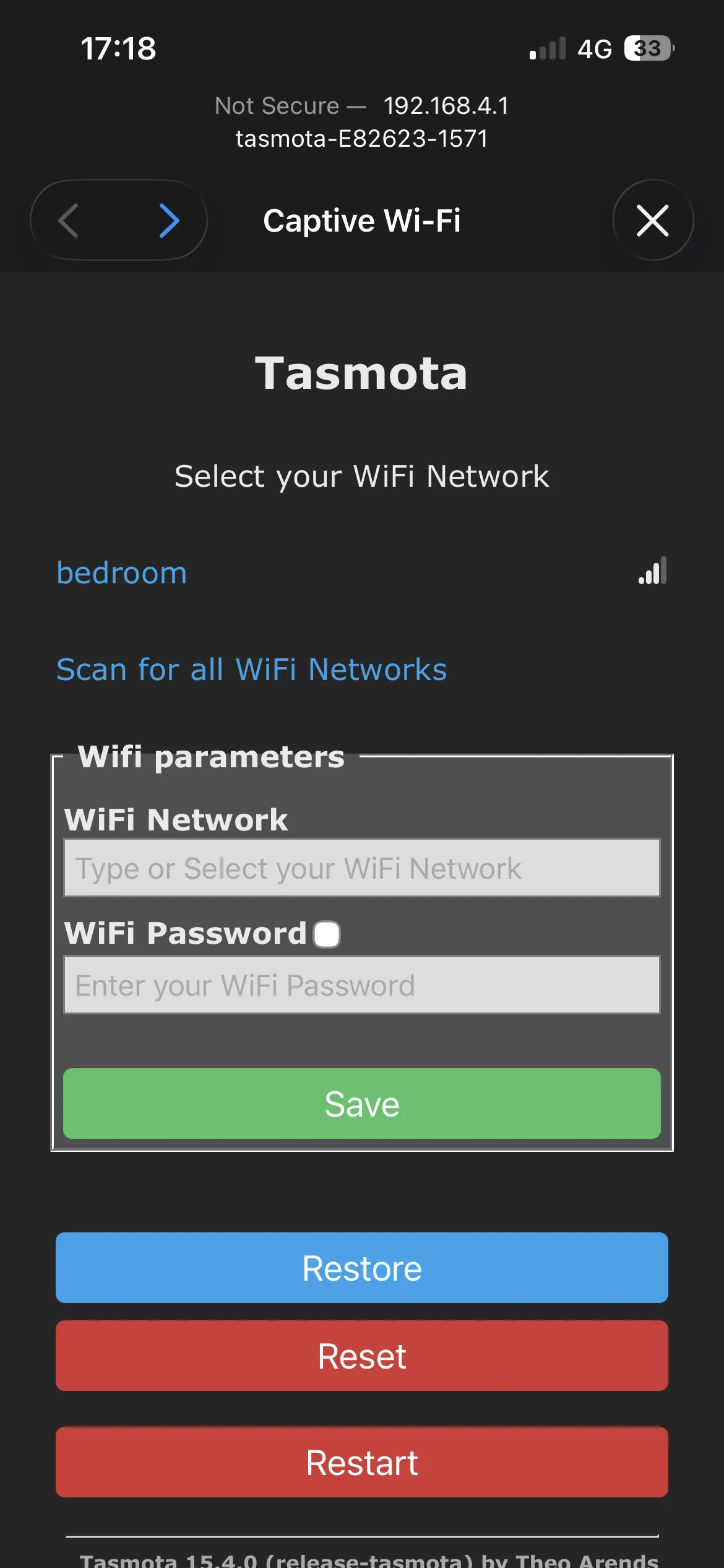 Tasmota Wi-Fi setup