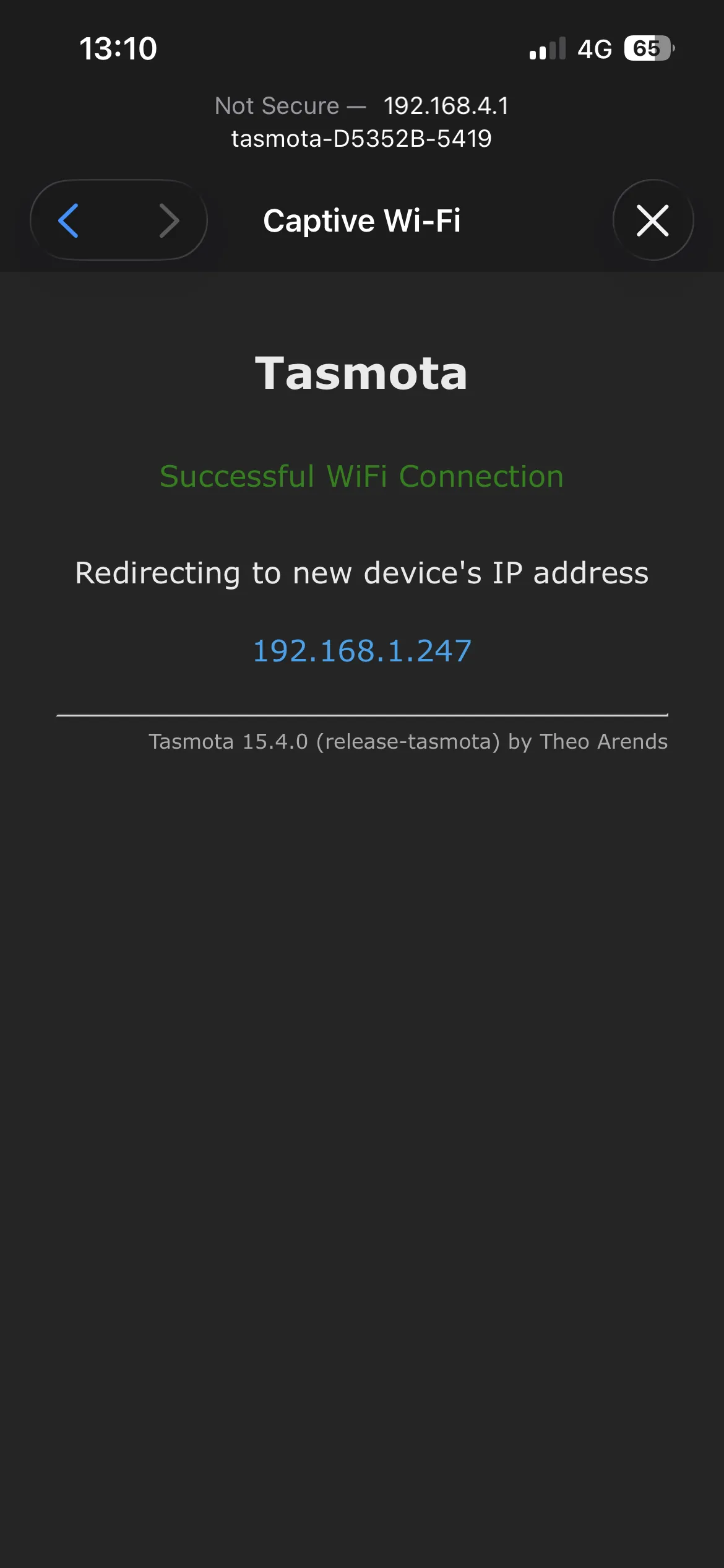 Tasmota IP on new Wi-Fi